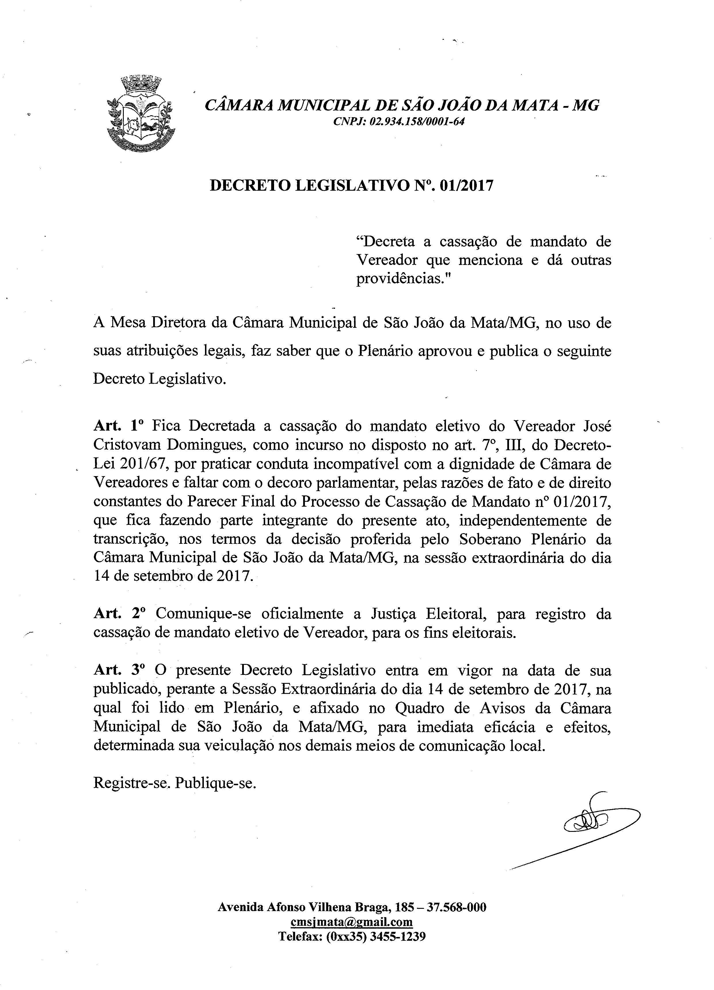 Decreto Legislativo nº 01/2017